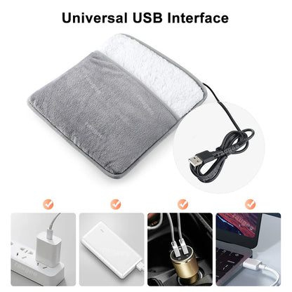 Foot Warmer USB Foot Heater Foot Heating Pad Fast Heating Electric Foot Warmer Pad for Home Soft Plush USB Heated Feet Warmer