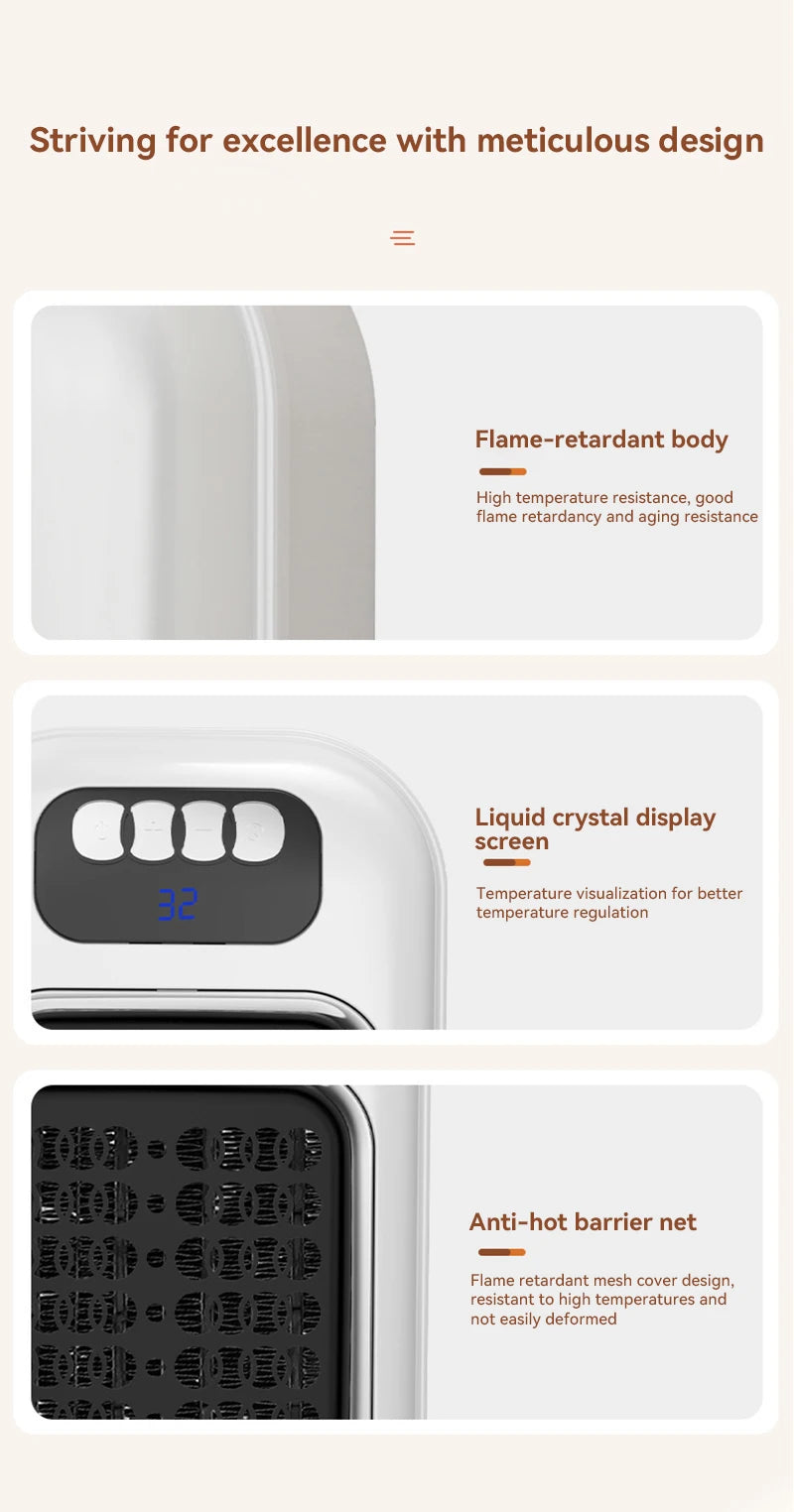 New Portable Heater Mini Electric Heater Plug in Wall Room Heater Home Appliance Timed Rapid Heating For Office Bedroom