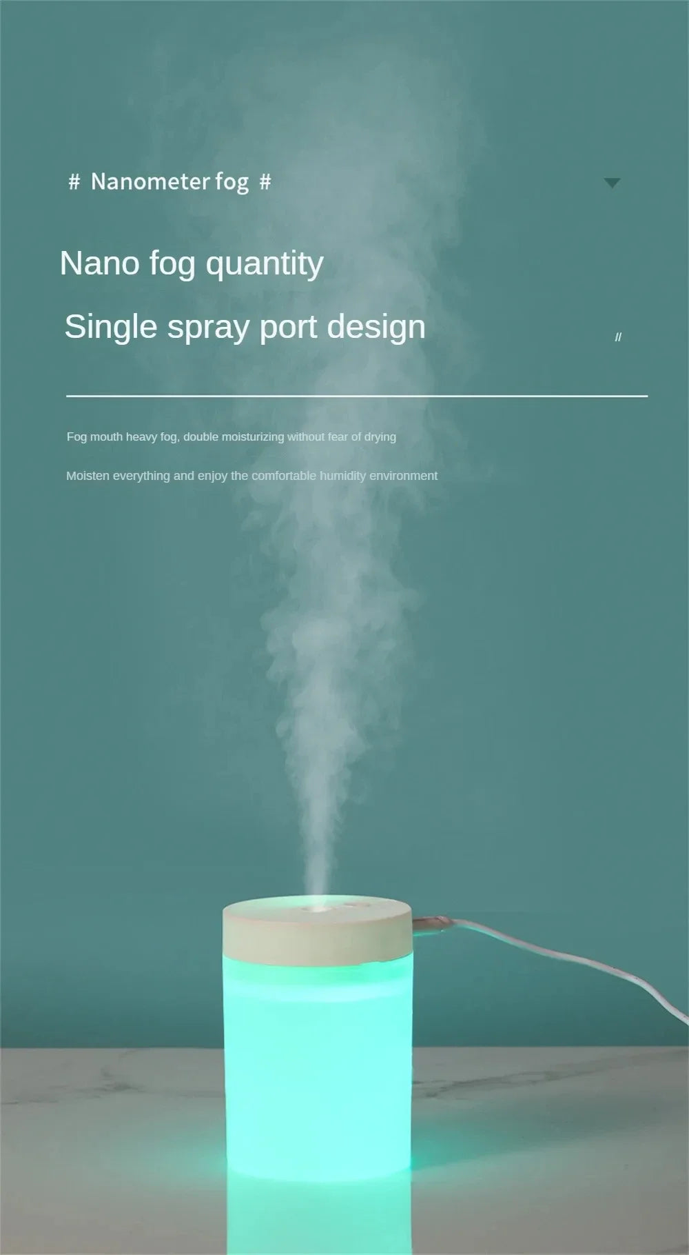 200ML USB Mini Humidifier - Ultrasonic LED Essential Oil Diffuser Portable Car Purifier & Aroma Anion Mist Maker for Home Office