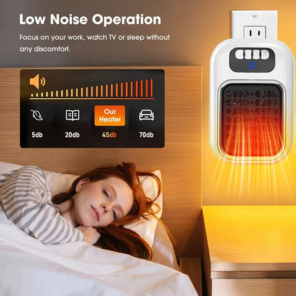 New Portable Heater Mini Electric Heater Plug in Wall Room Heater Home Appliance Timed Rapid Heating For Office Bedroom