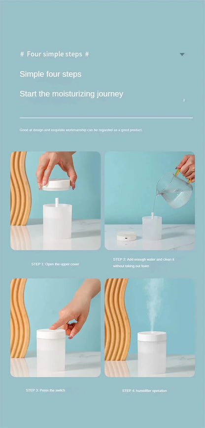 200ML USB Mini Humidifier - Ultrasonic LED Essential Oil Diffuser Portable Car Purifier & Aroma Anion Mist Maker for Home Office
