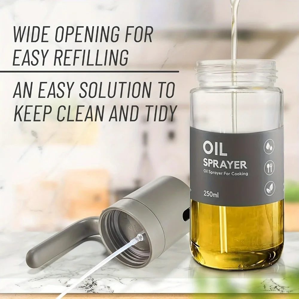 250ML Oil Sprayer,High Borosilicate Glass BPA Free Cooking Oil Mister,Olive Oil Sprayer for Air Fryer, Salad, BBQ,Kitchen Gadget