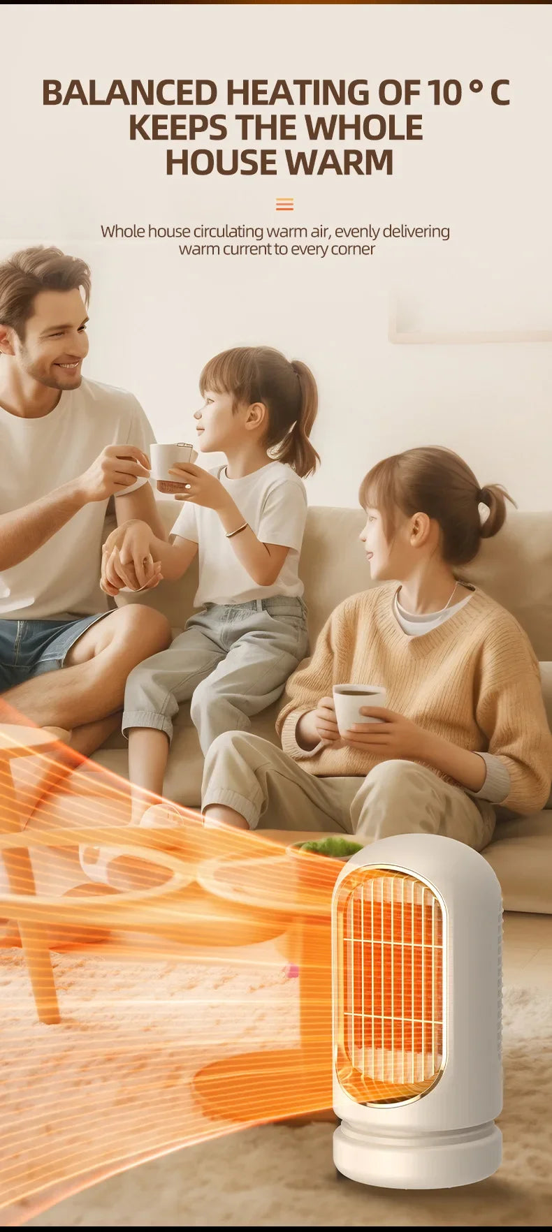 Energy-Saving Small Electric Heater for Home, Constant Temperature, Quick Heating, and Power-Off Safety Protection