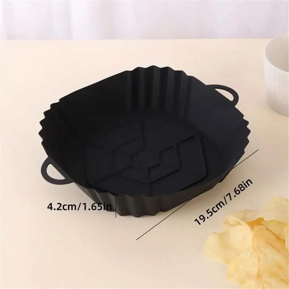 1pc silicone air fryer pot tray with handle, square air fryer baking pan, reusable Air Fryer liner for kitchen baking