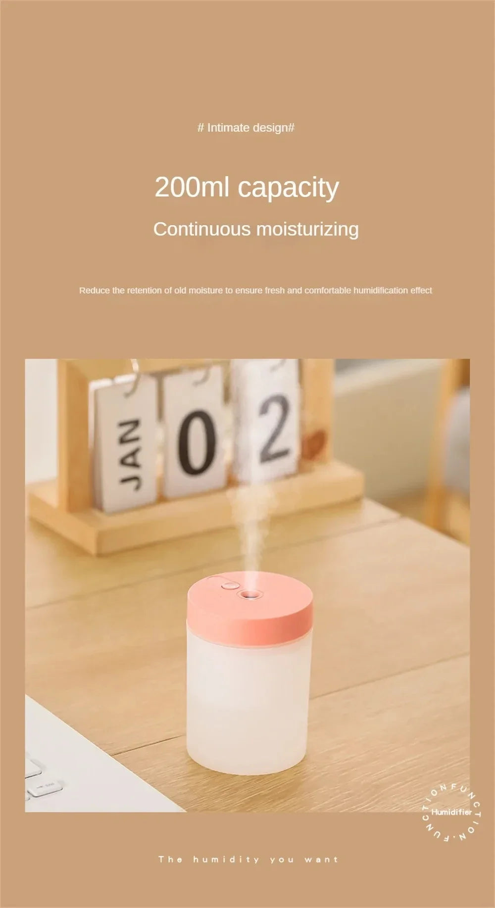 200ML USB Mini Humidifier - Ultrasonic LED Essential Oil Diffuser Portable Car Purifier & Aroma Anion Mist Maker for Home Office