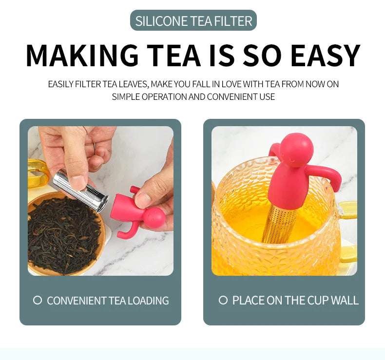 Stainless Steel Tea Infusers Innovative Humanoid Strainer Infuser You Easy Brewing Gadget Filter Leaf Tool Accessory