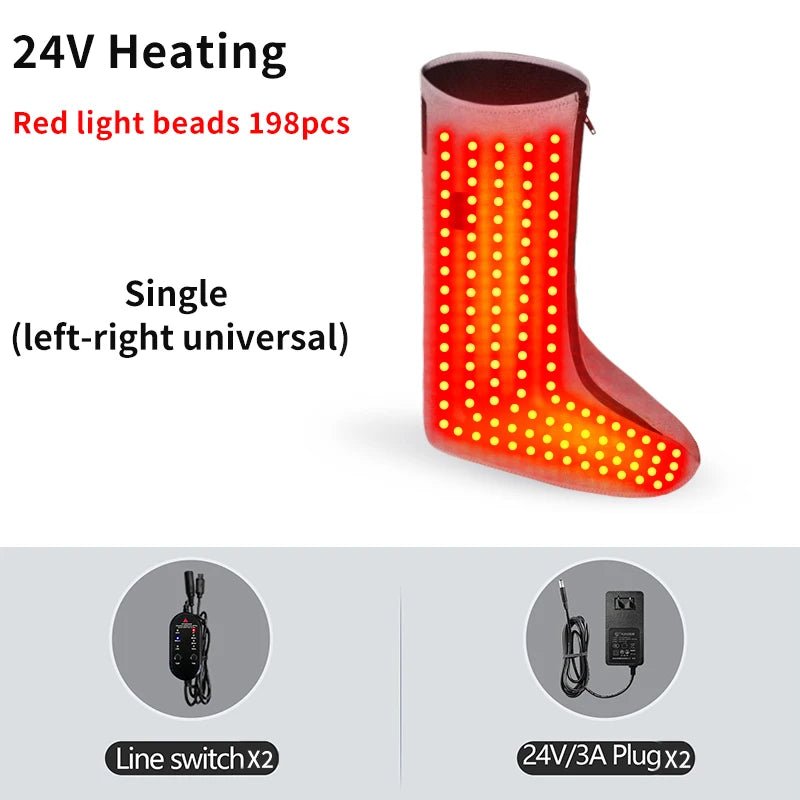 Red Light Warm Foot Boots/Indoor Shoes -Vibrating Massager Heating Therapy Relieves Fatigue Discomfort 3-Level Timer Family Use