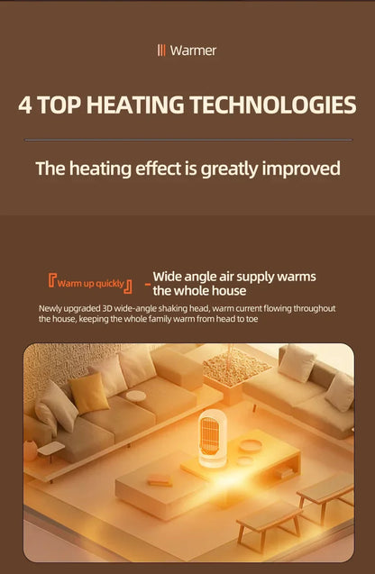 Energy-Saving Small Electric Heater for Home, Constant Temperature, Quick Heating, and Power-Off Safety Protection