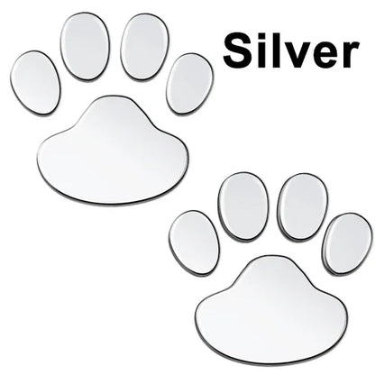 2Pcs/Set 3D Animal Dog Cat Bear Foot Prints Car Sticker Cool Design Paw Footprint Decal Car Stickers Silver Red Black Golden