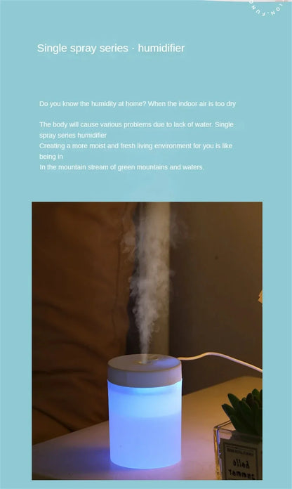 200ML USB Mini Humidifier - Ultrasonic LED Essential Oil Diffuser Portable Car Purifier & Aroma Anion Mist Maker for Home Office