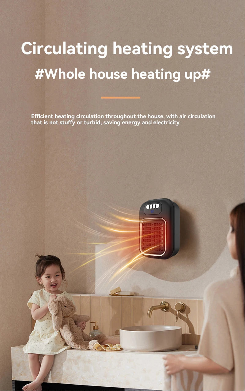 New Portable Heater Mini Electric Heater Plug in Wall Room Heater Home Appliance Timed Rapid Heating For Office Bedroom