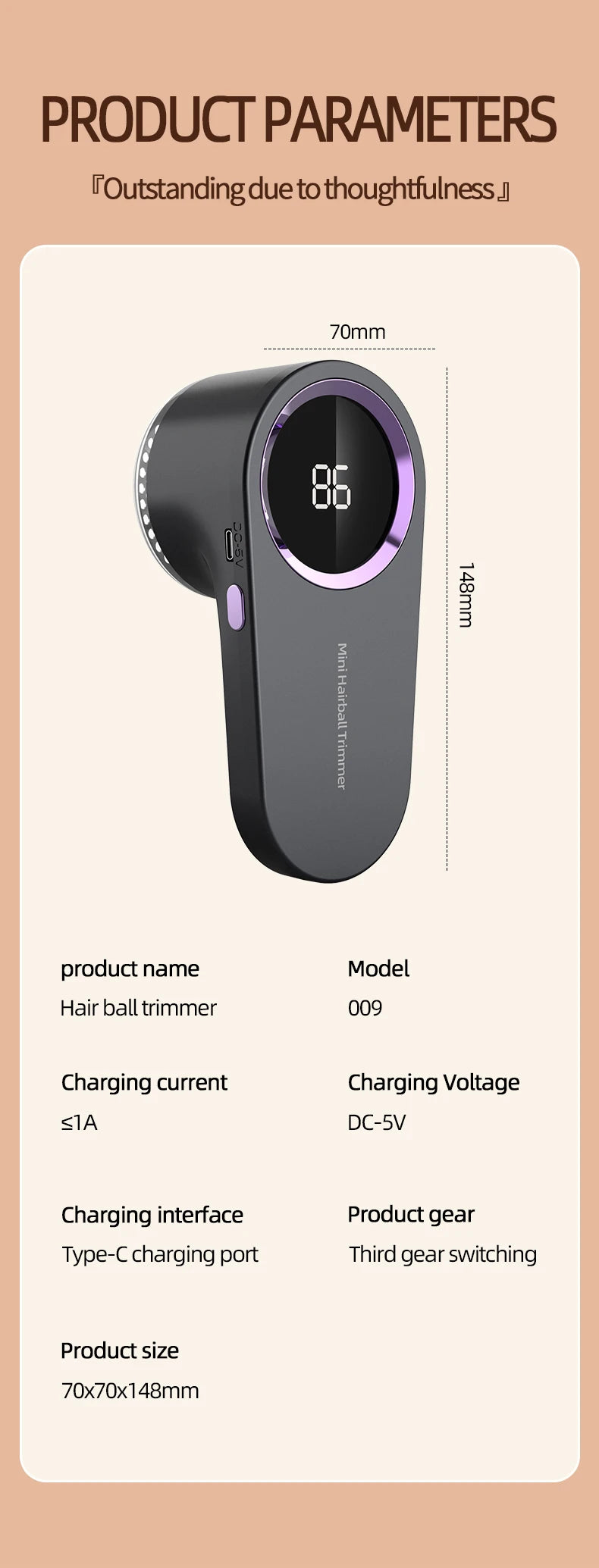 HOMEFISH Lint Remover USB Charging Electric Pellet Machine Hair Ball Lint Trimmer Portable Electric Clothes Lint Machine