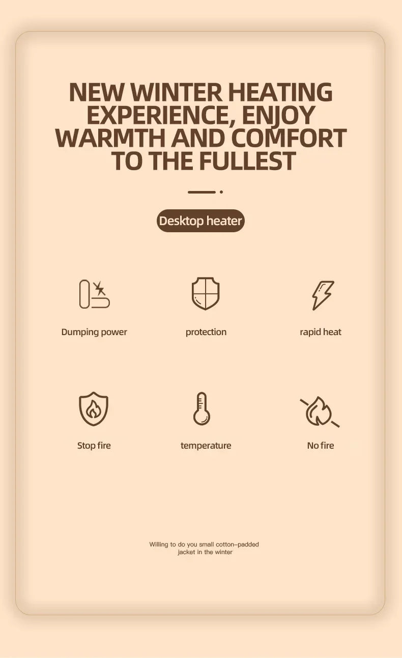 Energy-Saving Small Electric Heater for Home, Constant Temperature, Quick Heating, and Power-Off Safety Protection