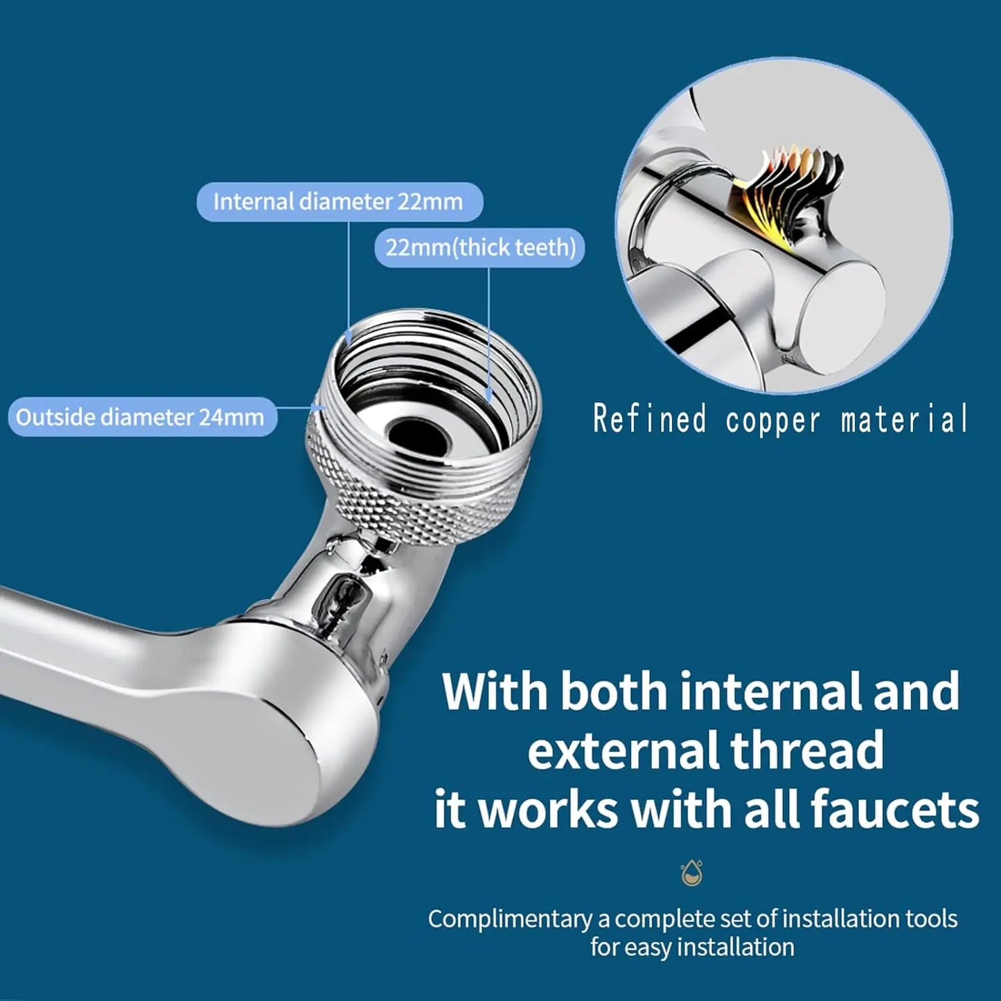 Universal Faucet Extender with Filter 1080° Rotation Tap Aerator 2 Modes Splash Basin Swivel Robotic Arm Faucets Extension