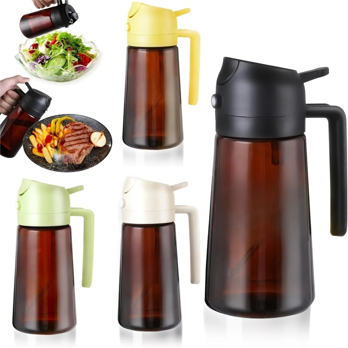16oz/470ML Light Blocking Brown Oil Sprayer for Cooking 2 in 1 Olive Oil Dispenser Bottle for Kitchen Oil Bottle Seasoning Tools
