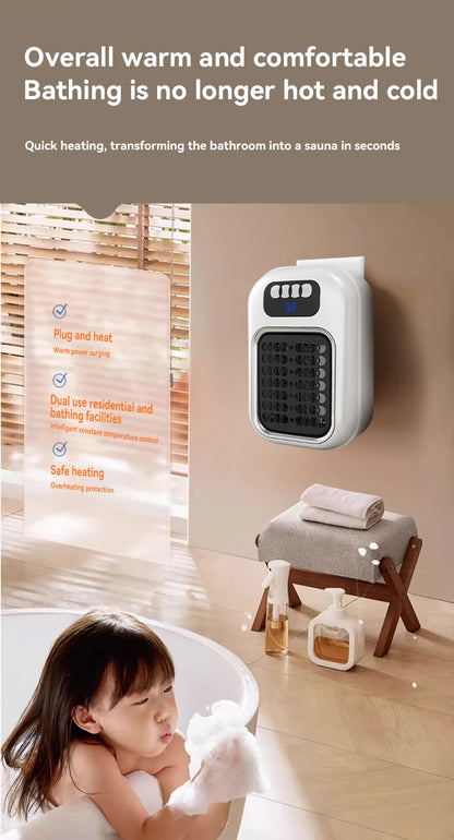 New Portable Heater Mini Electric Heater Plug in Wall Room Heater Home Appliance Timed Rapid Heating For Office Bedroom