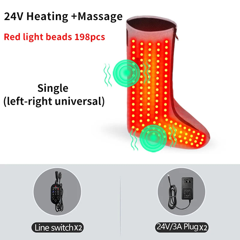 Red Light Warm Foot Boots/Indoor Shoes -Vibrating Massager Heating Therapy Relieves Fatigue Discomfort 3-Level Timer Family Use