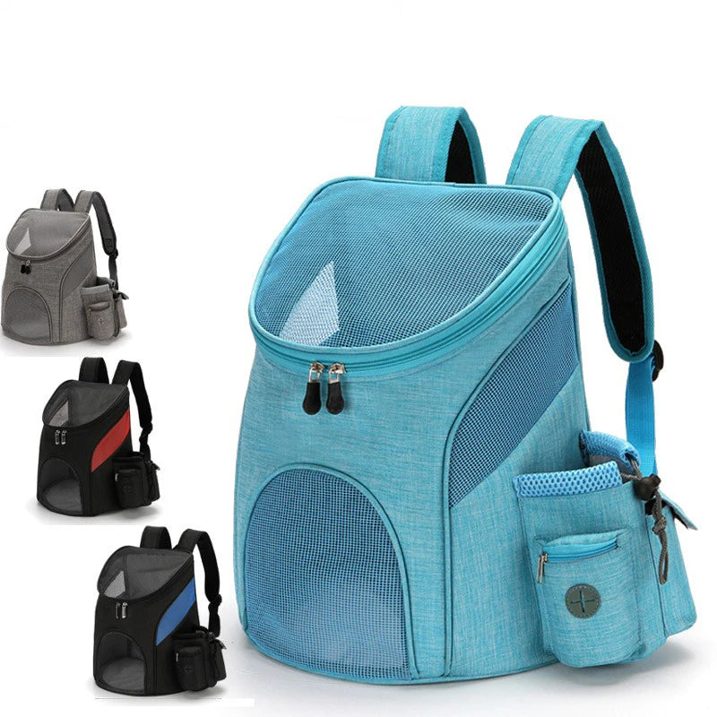 Pet Backpack Foldable Pet Portable Bags for Going Out Mesh Breathable with Side Pocket Cat Carriers Bags Dog Outside Backpack