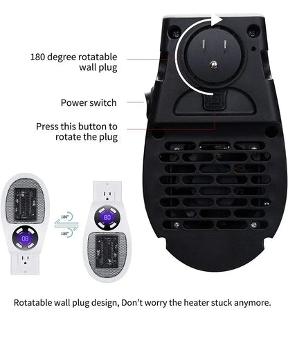 350W Portable Electric Heater with Remote Control, Wall Mounted Home Room Heater for Winter Indoor Heating Fast Warm