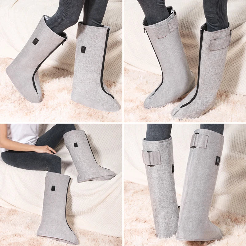 Red Light Warm Foot Boots/Indoor Shoes -Vibrating Massager Heating Therapy Relieves Fatigue Discomfort 3-Level Timer Family Use