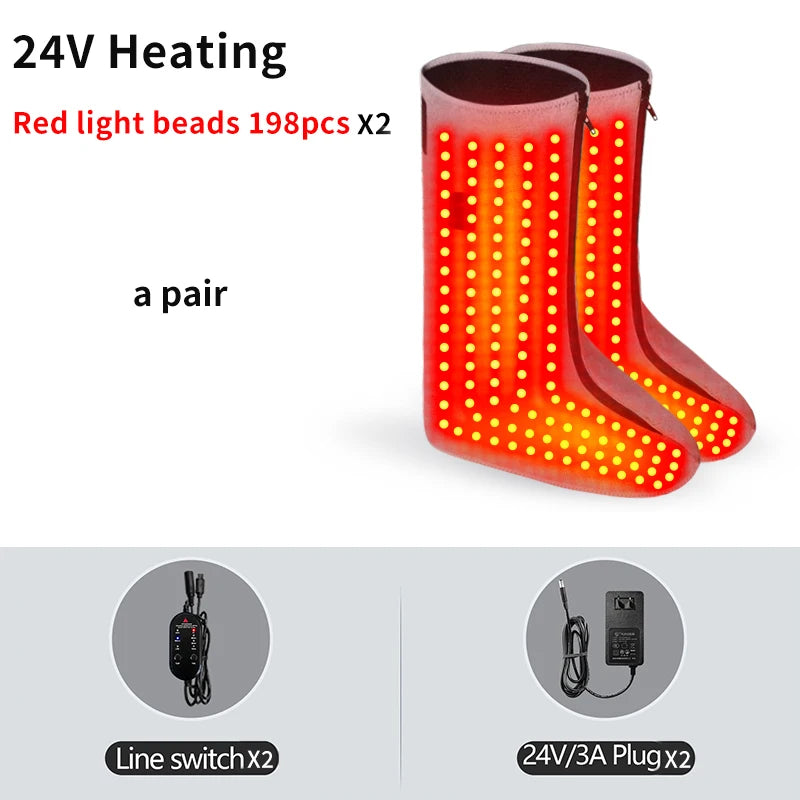 Red Light Warm Foot Boots/Indoor Shoes -Vibrating Massager Heating Therapy Relieves Fatigue Discomfort 3-Level Timer Family Use
