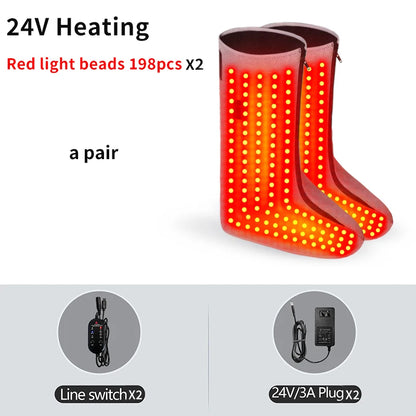 Red Light Warm Foot Boots/Indoor Shoes -Vibrating Massager Heating Therapy Relieves Fatigue Discomfort 3-Level Timer Family Use