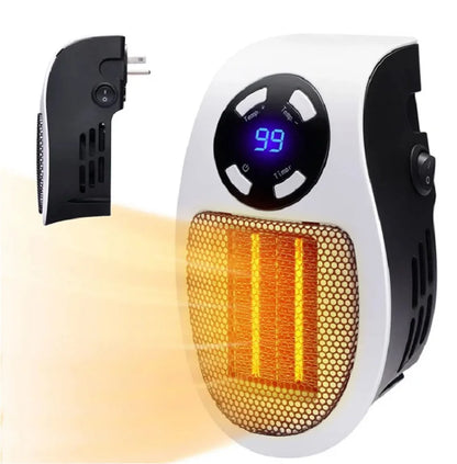 500W Portable Electric Heater Mini Warmer with Adjustable Temperature Timer LED Display Low Consumption for Office Room Heating