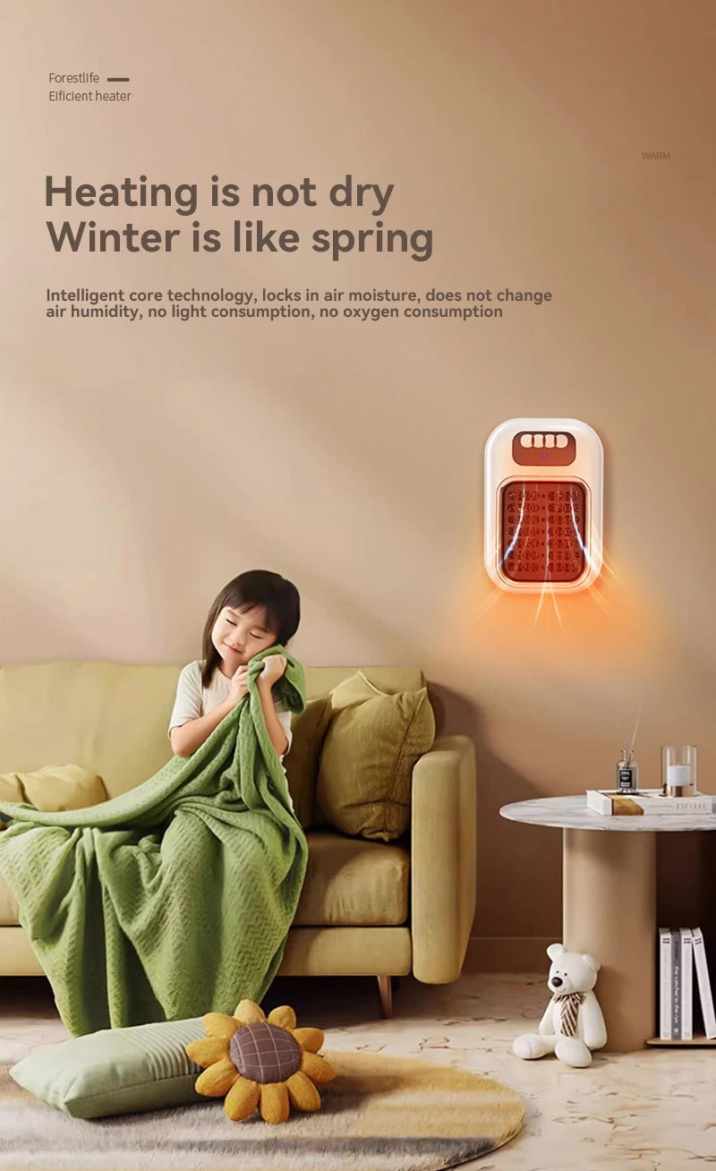 New Portable Heater Mini Electric Heater Plug in Wall Room Heater Home Appliance Timed Rapid Heating For Office Bedroom