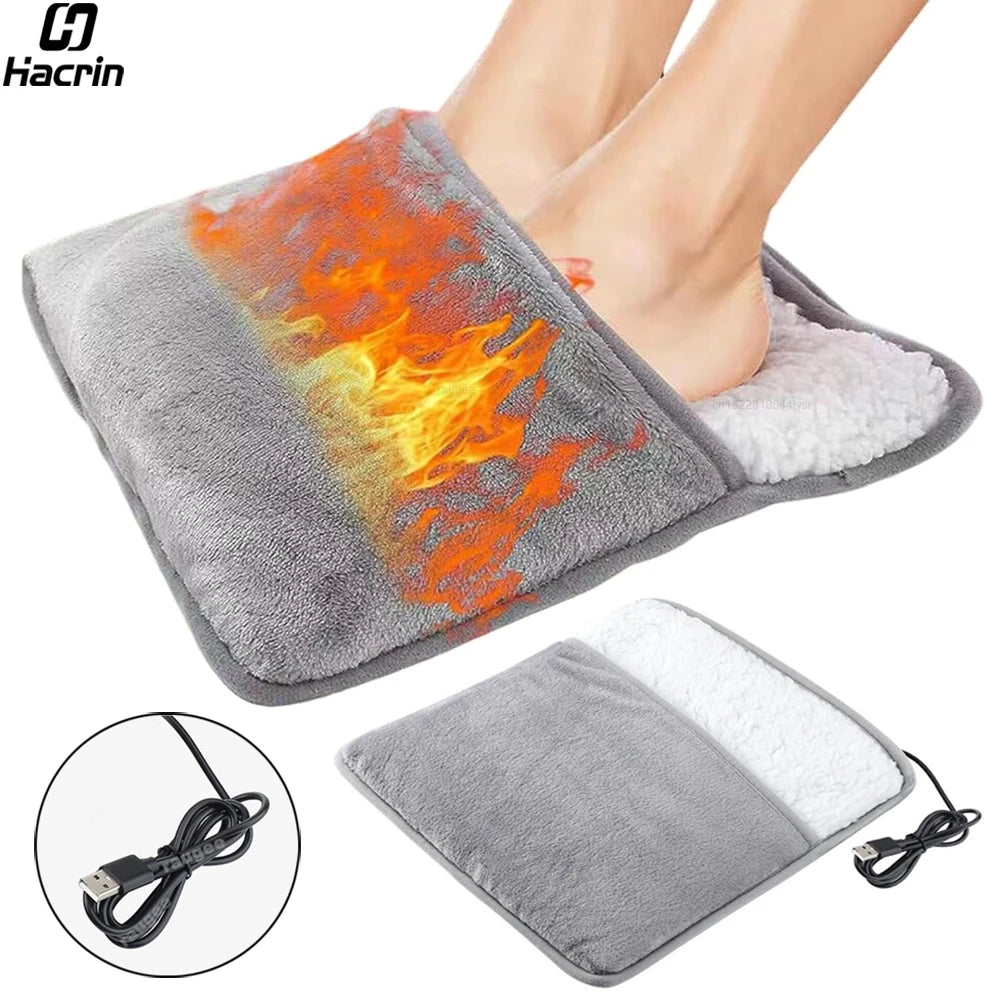Foot Warmer USB Foot Heater Foot Heating Pad Fast Heating Electric Foot Warmer Pad for Home Soft Plush USB Heated Feet Warmer