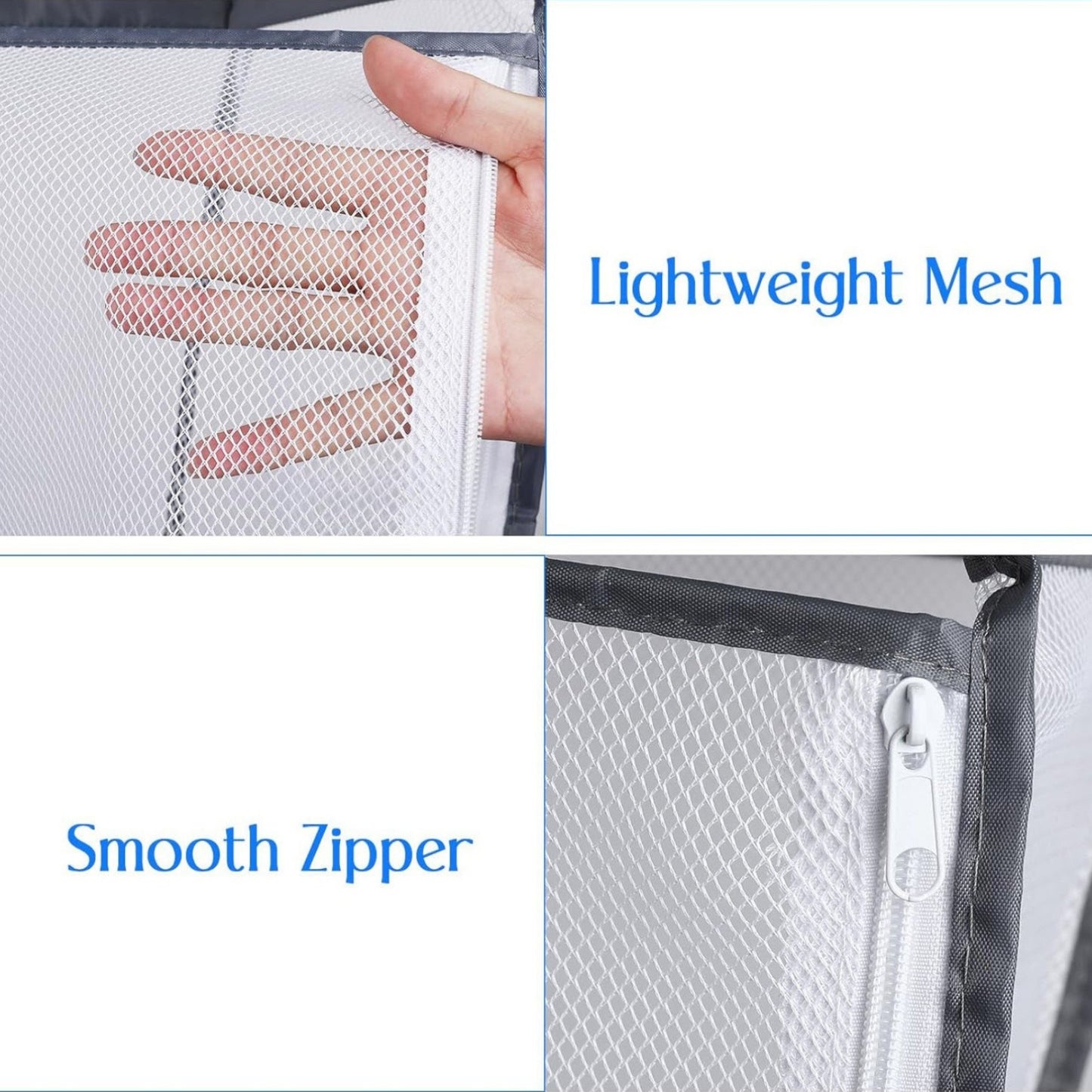 2pcs Foldable Wall Hanging Mesh Laundry Basket Door With Zipper For Storing Dirty Clothes Suitable For Bathrooms And Dormitories, Laundry Baskets