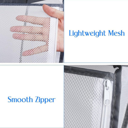 2pcs Foldable Wall Hanging Mesh Laundry Basket Door With Zipper For Storing Dirty Clothes Suitable For Bathrooms And Dormitories, Laundry Baskets