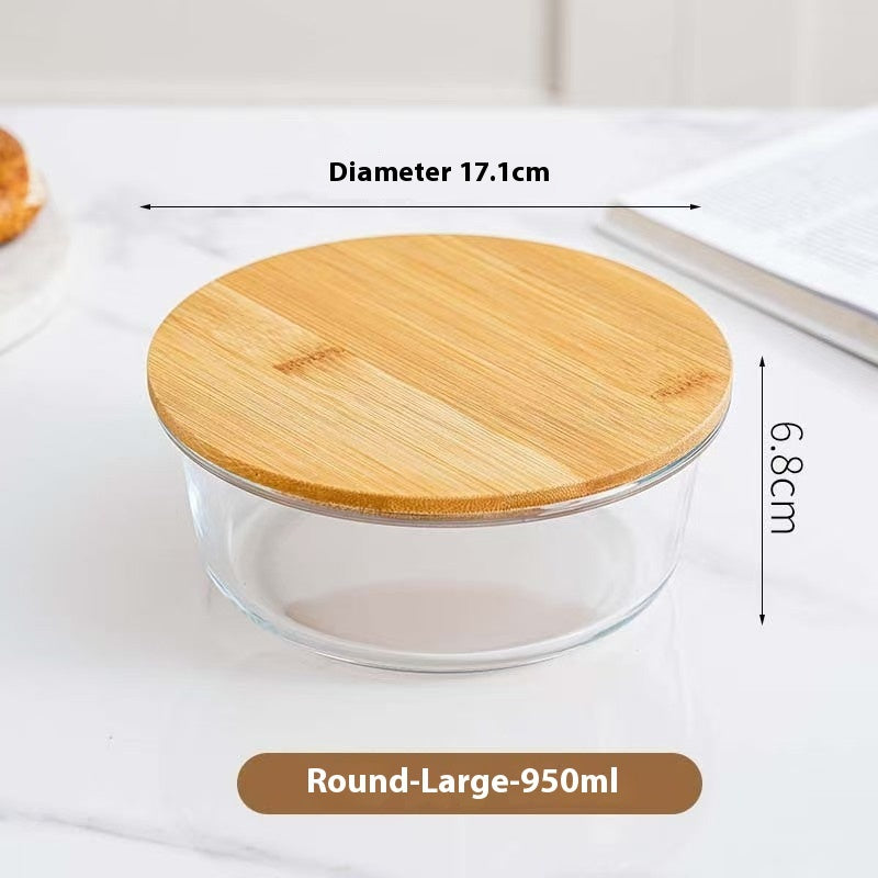 Round Glass Lunch Box Microwave Oven Heating Oven Special Use