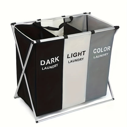 Freestanding Laundry Basket, Collapsible Large Laundry Hamper 3 Section For Home Dirty Clothes |Toys| Organizer In Laundry Room Bedroom Storage And Organization