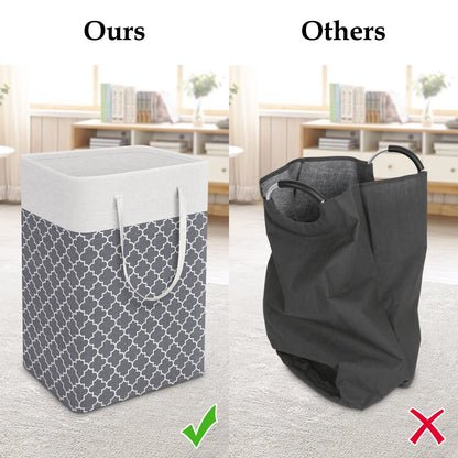 Vivicreate Laundry Basket Hamper Large Collapsible Laundry Hamper with Easy Carry Handles，Freestanding Clothes Hampers for Laundry, Bedroom, Dorm, Clothes, Towels, 75L, Clover Grey